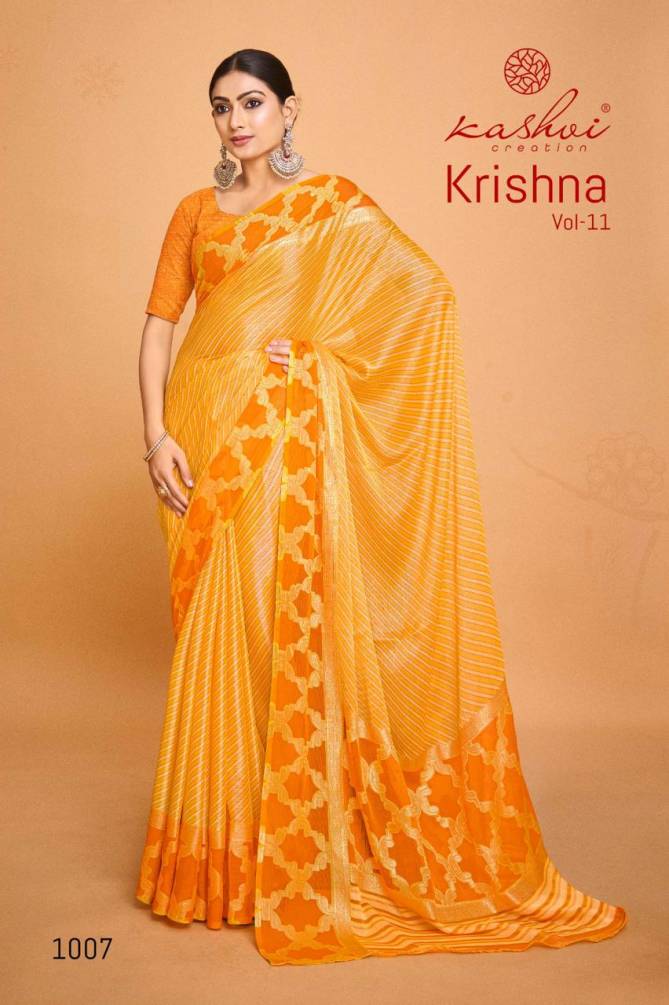 Krishna Vol 11 By Kashvi Printed Designer Chiffon Sarees Wholesale Clothing Suppliers In India